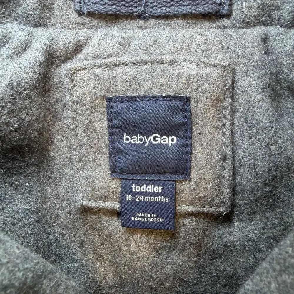 BABY GAP Gray Wool Double Breasted Pea Coat 18-24 Mos
